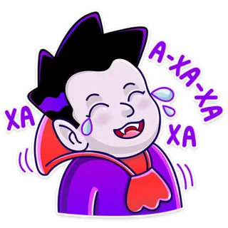 😅 A-XA-XA-XA vampire, cartoon, funny, laughing, halloween, emoji telegram sticker