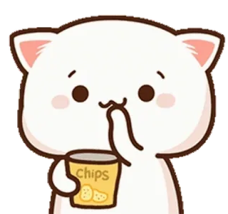🥴 CHIPS gato, fofo, batatas fritas, lanche, comida, kawaii telegram sticker