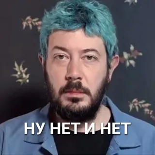 😐 НУ НЕТ И НЕТ 인물 사진, 남자, 러시아인, 표정, 파란 머리 telegram sticker