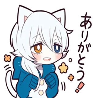 😃 ありがとう kat, anime, bedankt, kawaii, schattig, dankbaar whatsapp sticker