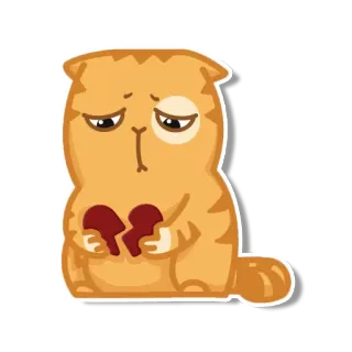 💔 gato, triste, corazón roto, emoción, animal, dibujos animados telegram sticker