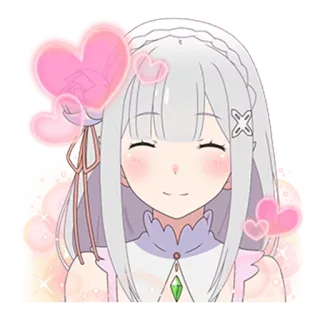☺️ Emilia Re:Zero Anime, Stiker, Emilia, Waifu, Kawaii, Lucu, Imut telegram sticker