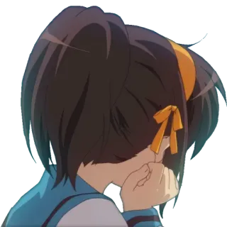 😒 Haruhi Suzumiya The Melancholy of Haruhi Suzumiya Anime, Dessin animé, Triste, Fille, Adolescente telegram sticker