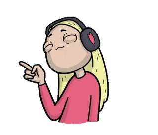 🎧 woman, headphones, music, cartoon, blonde, sticker telegram sticker