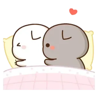 ❤️ tidur, cinta, imut, pasangan, kartun, bersama telegram sticker