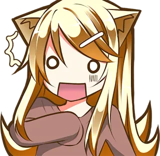 😳 动漫, 猫耳, 惊讶, 卡通, 女孩, 可爱 whatsapp sticker