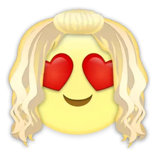 😍 emoji, love, heart eyes, blonde wig telegram sticker