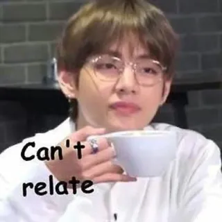 😩 Can't relate Meme, relatierbar, Ausdruck, Kaffee, Kpop, Porträt whatsapp sticker