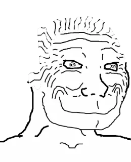 😦 Wojak meme, internet, white, drawing, face telegram sticker