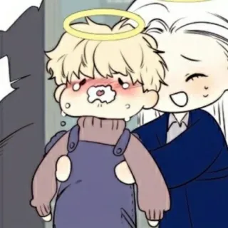 ☁️ Chibi, Lindo, Dibujos animados, Ángel, Halo whatsapp sticker
