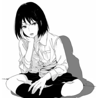 😒 chica anime, manga, dibujo animado, dibujo, sentada telegram sticker