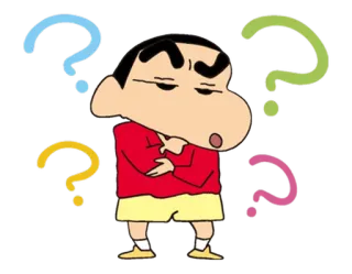 ❓ Shin-chan anime, cartoon, question marks, thinking, character, boy telegram sticker