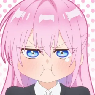 🍧 Anime, Mädchen, pinke Haare, süß, wütend, Ausdruck telegram sticker