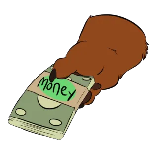 💵 money dinheiro, grana, pata de urso, moeda, riqueza telegram sticker
