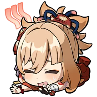 😣 Yoimiya Genshin Impact yoimiya, genshin impact, animé, chibi, sticker, fanart whatsapp sticker
