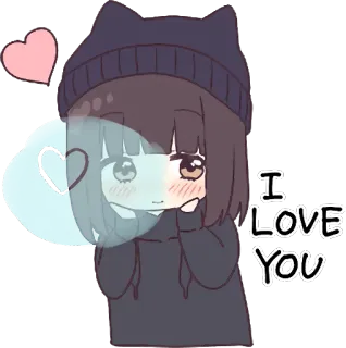 😍 I LOVE YOU love, anime girl, heart, cute, adorable telegram sticker