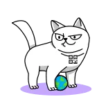 🌍 cat, earth, animal, white cat, funny, sticker telegram sticker