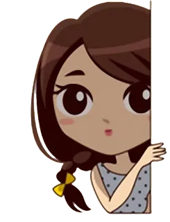 🤔 chica, dibujos animados, lindo, mirar, animación whatsapp sticker