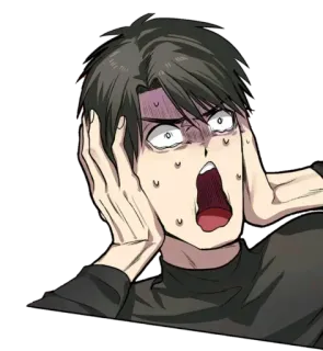 😱 อนิเมะ, ตกใจ, สยองขวัญ, ประหลาดใจ, การ์ตูน, กลัว, ผู้ชาย telegram sticker