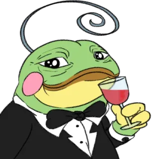 😏 Pepe the Frog pepe, katak, meme, anggur, tuksedo, angkuh telegram sticker