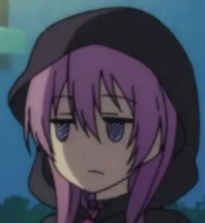 🙄 Anime, Manga, Personnage, Cheveux violets, Sweat à capuche, Ennuyé, Inexpressif, Sticker telegram sticker