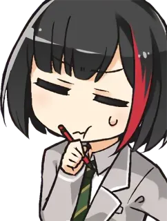 🤔 anime, girl, cute, character, pensive, thinking, uniform telegram sticker