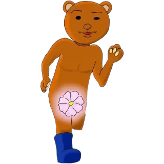 😃 Dessin animé, Ours, Fleur, Bottes, Animal, Personnage telegram sticker