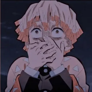 🧡 Zenitsu Agatsuma Demon Slayer Anime, Demon Slayer, Zenitsu, effrayé, choqué, Manga telegram sticker