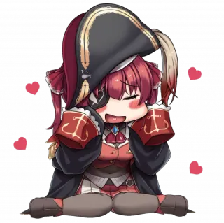 🥰 Houshou Marine Anime, Pirate, VTuber, Mignon, Chibi, Houshou Marine telegram sticker