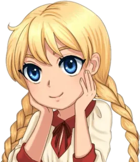 😍 อนิเมะ, ผู้หญิง, ผมบลอนด์, ผมเปีย, การ์ตูน, น่ารัก, ภาพเหมือน telegram sticker