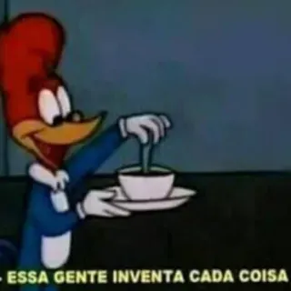 ☕️ Woody Woodpecker ESSA GENTE INVENTA CADA COISA 만화, 우디 우드페커, 커피, 웃긴 telegram sticker