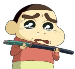 😭 Shin-chan Nohara Crayon Shin-chan Anime, Dessin animé, Triste, Pleurs, Épée, Shinchan telegram sticker