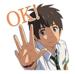 🆗️ OK! Anime, Ok, Junge, Handgeste, Cartoon whatsapp sticker