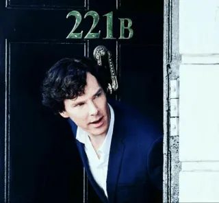😯 Sherlock Holmes Sherlock 221B Sherlock, Benedict Cumberbatch, 221B Baker Street, detective, TV series, British, BBC telegram sticker