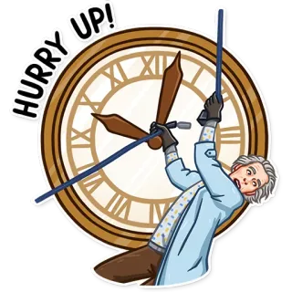 😱 Doc Brown Back to the Future Hurry up! clock, time travel, scientist, movie, 80s, back to the future, doc brown telegram sticker