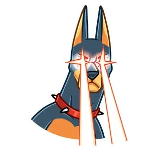 😡 собака, лазерные глаза, злой, доберман, мультфильм whatsapp sticker