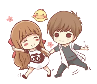 👫 Cartoon, Paar, Niedlich, Liebe, Chibi, Anime, Sticker telegram sticker