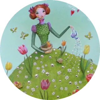 😤 Frau, Gießen, Blumen, Garten, Natur, Frühling telegram sticker