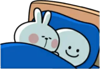 😴 cute, rabbit, sleeping, bed, kawaii, cartoon telegram sticker