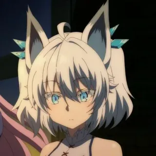 💙 Anime, Ragazza lupo, Kemonomimi, Cartone animato, Personaggio, Capelli bianchi telegram sticker