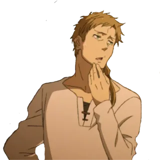 🤔 đàn ông, suy nghĩ, trăn trở, nhân vật, anime telegram sticker