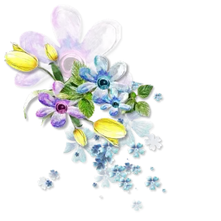 🌸 цветы, цветочный, акварель, фиолетовые цветы, синие цветы, желтые цветы telegram sticker