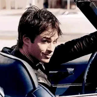 🖤 hombre, conduciendo, coche, sonrisa, Ian Somerhalder whatsapp sticker