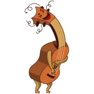 😂 gitaar, cartoon, muziekinstrument, antropomorf, snaarinstrument, muziek telegram sticker