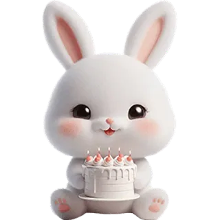 🎂 kelinci, lucu, ulang tahun, kue, hewan, kawaii telegram sticker