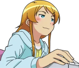 😏 anime, girl, typing, smirk, character, cartoon telegram sticker