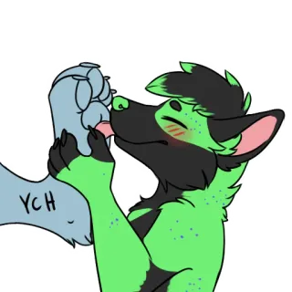 🐾 YCH furry, paw, licking, anthro, ych, cute, canine telegram sticker