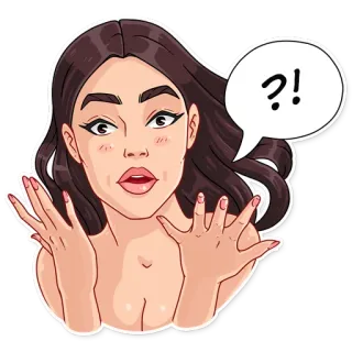 ⁉️ ?! mulher, expressão, pergunta, confusa, surpresa, adesivo telegram sticker