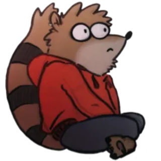 😐 Rigby Regular Show Kreskówka, Rigby, Zwyczajny serial, Szop telegram sticker