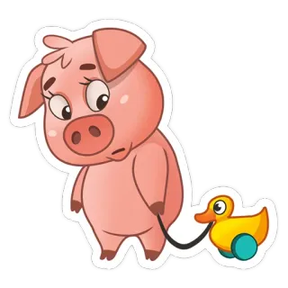 😔 świnia, kaczka, zabawka, zwierzę, naklejka, kreskówka telegram sticker